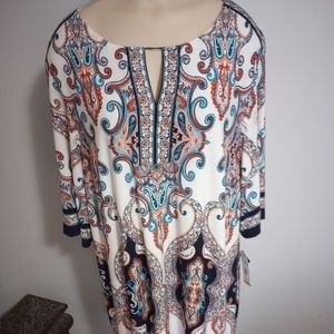 Sandra Darren White Print Casual Dress - NWT - Size 16W